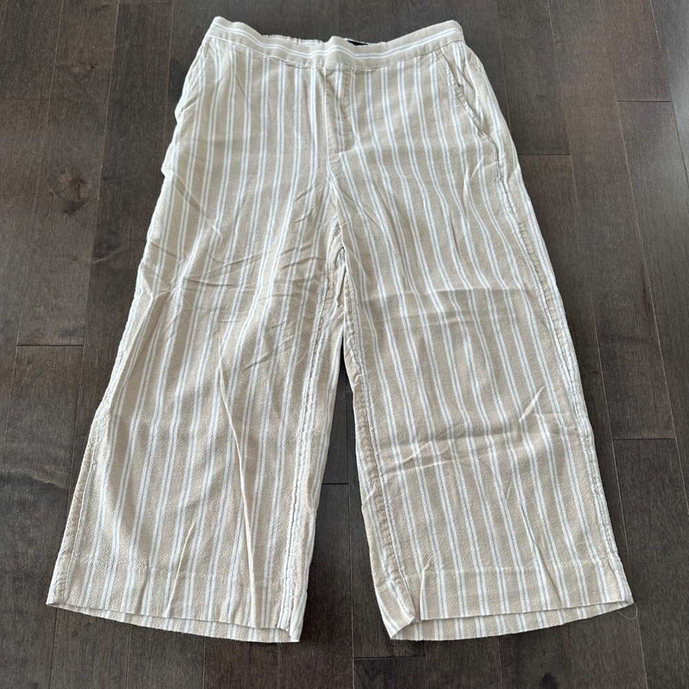 Banana Republic Factory Rowan Wide Leg Cropped Striped Trouser Pants 12P‎
